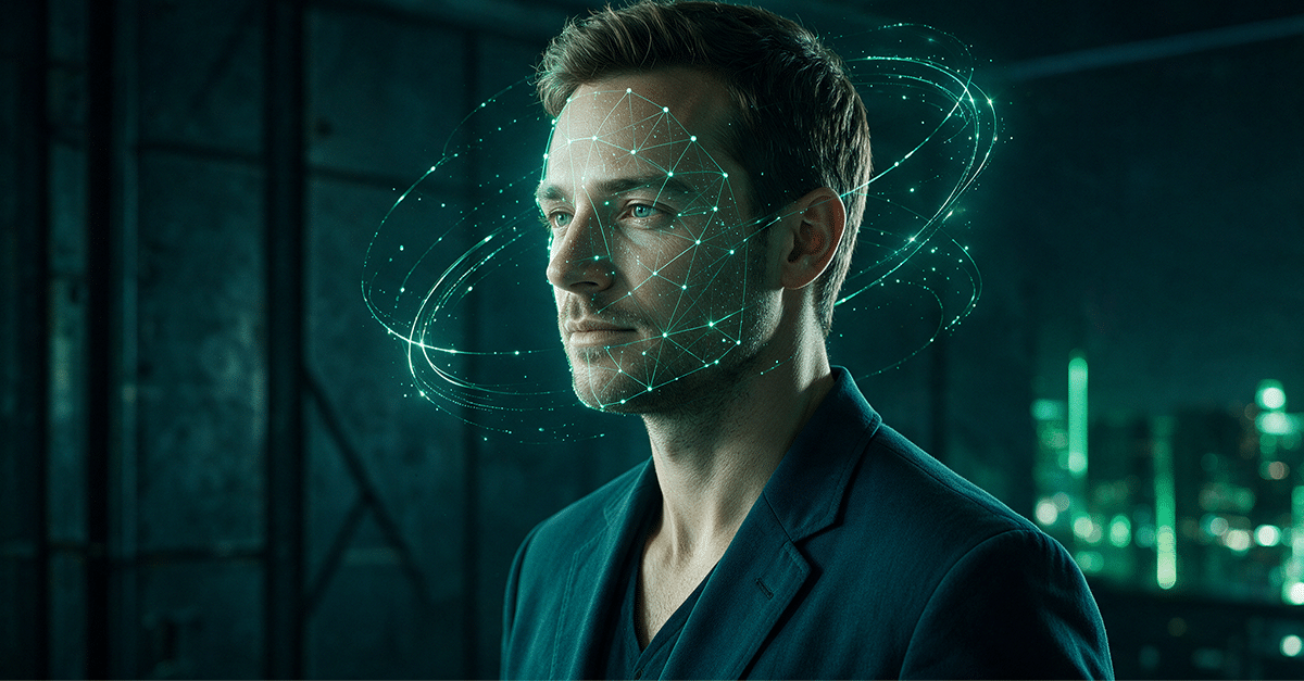 Facial recognition scan illustrating continuous identity assurance